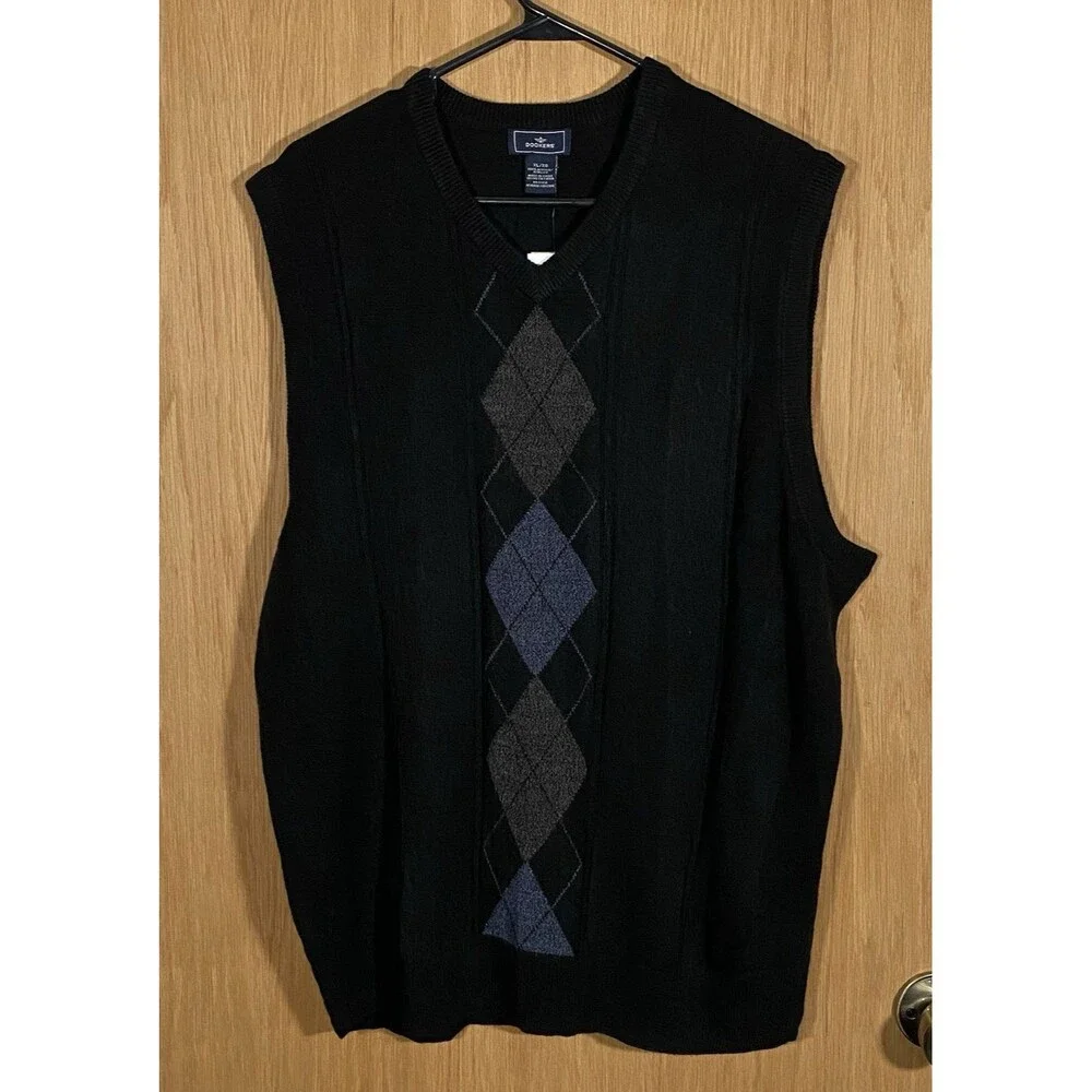 Men's XL Argyle V-Neck Sweater Vest Preppy GrandpaCore Office Academia Professor